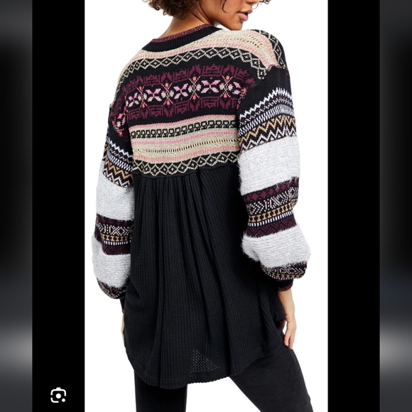 Nwt Free People Cozy Cabin Jumper Blk Lg - Picture 2 of 9
